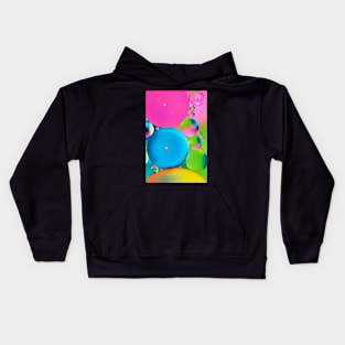 Colorful close up of oil drops in water Kids Hoodie